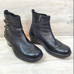 Dansko zip up moto style ankle boots buckle detail